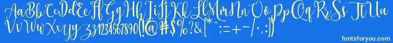 Ossellany Script Font – Yellow Fonts on Blue Background