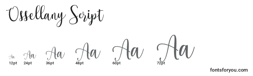 Ossellany Script Font Sizes