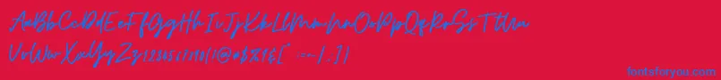 Osulent Signature-Schriftart – Blaue Schriften auf rotem Hintergrund