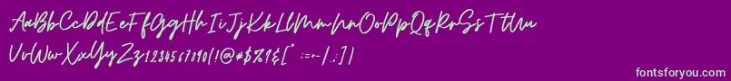 Osulent Signature-Schriftart – Grüne Schriften auf violettem Hintergrund