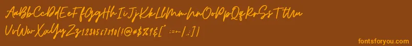 Osulent Signature-Schriftart – Orangefarbene Schriften auf braunem Hintergrund