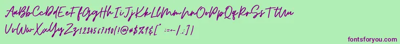 Osulent Signature Font – Purple Fonts on Green Background