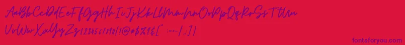 Weitere Informationen zur Osulent Signature-Schriftart Osulent Signature-Schriftart – Violette Schriften auf rotem Hintergrund