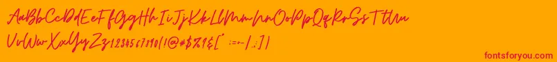 Fonte Osulent Signature – fontes vermelhas em um fundo laranja