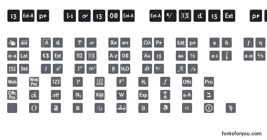 A fonte Otf icons symbol font – alfabeto, números, caracteres especiais