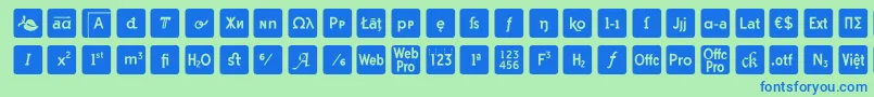 otf icons symbol font Font – Blue Fonts on Green Background