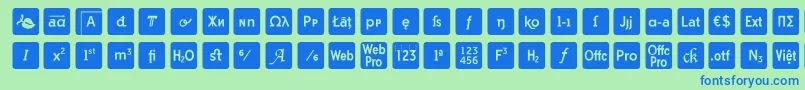 Czcionka otf icons symbol font – niebieskie czcionki na zielonym tle