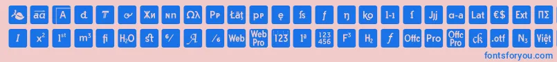 Czcionka otf icons symbol font – niebieskie czcionki na różowym tle