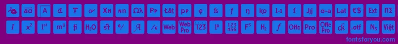 otf icons symbol font-fontti – siniset fontit violetilla taustalla