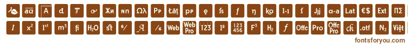 otf icons symbol font-fontti – ruskeat fontit valkoisella taustalla