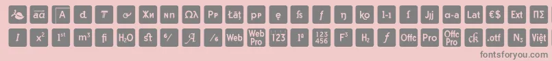 Fonte otf icons symbol font – fontes cinzas em um fundo rosa