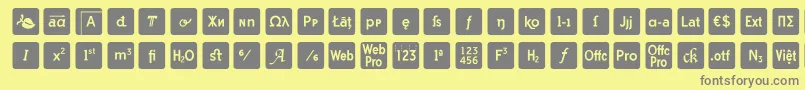 otf icons symbol font-Schriftart – Graue Schriften auf gelbem Hintergrund