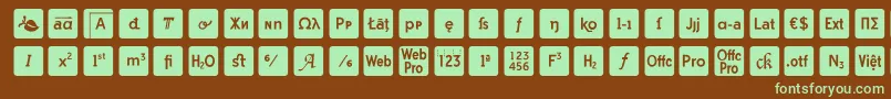 otf icons symbol font-fontti – vihreät fontit ruskealla taustalla