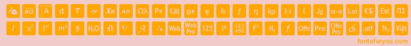 Fonte otf icons symbol font – fontes laranjas em um fundo rosa