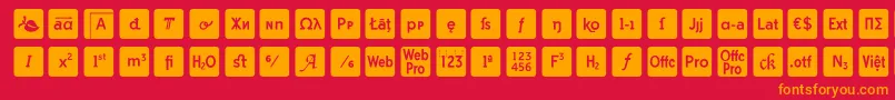 Czcionka otf icons symbol font – pomarańczowe czcionki na czerwonym tle