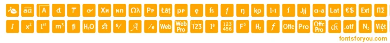 otf icons symbol font-fontti – oranssit fontit valkoisella taustalla