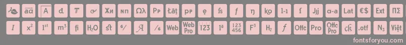 フォントotf icons symbol font – 灰色の背景にピンクのフォント