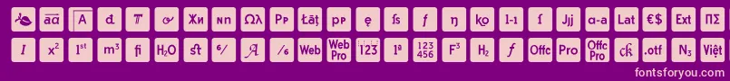 Czcionka otf icons symbol font – różowe czcionki na fioletowym tle