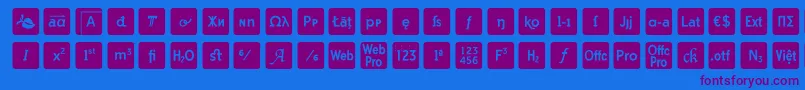 Czcionka otf icons symbol font – fioletowe czcionki na niebieskim tle