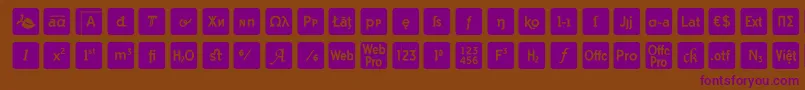 Czcionka otf icons symbol font – fioletowe czcionki na brązowym tle
