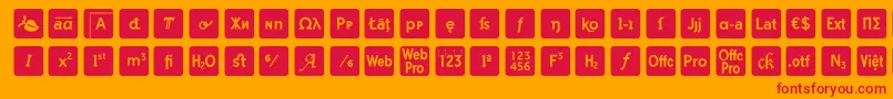 Fonte otf icons symbol font – fontes vermelhas em um fundo laranja