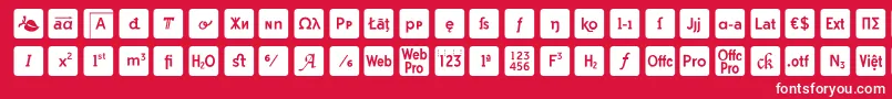 Fonte otf icons symbol font – fontes brancas em um fundo vermelho