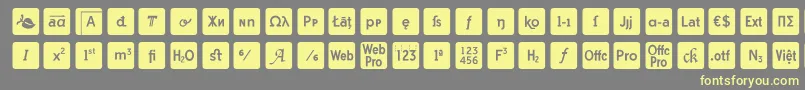 otf icons symbol font-fontti – keltaiset fontit harmaalla taustalla
