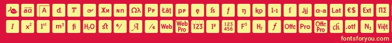otf icons symbol font-Schriftart – Gelbe Schriften auf rotem Hintergrund