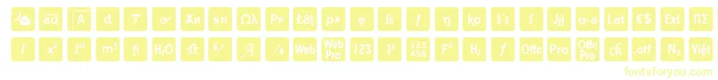 otf icons symbol font-fontti – keltaiset fontit valkoisella taustalla