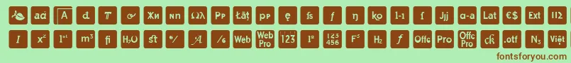 Fonte otf icons symbol font – fontes marrons em um fundo verde