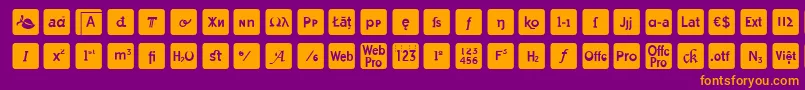 Fonte otf icons symbol font – fontes laranjas em um fundo violeta