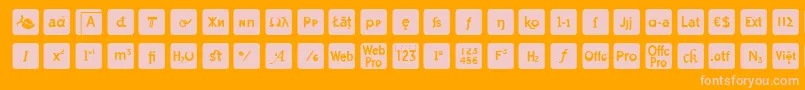 Fonte otf icons symbol font – fontes rosa em um fundo laranja