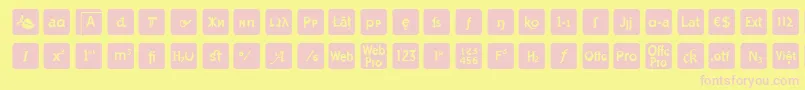 Fonte otf icons symbol font – fontes rosa em um fundo amarelo