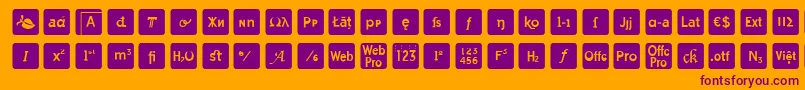 otf icons symbol font Font – Purple Fonts on Orange Background
