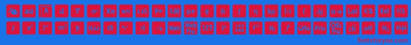 otf icons symbol font Font – Red Fonts on Blue Background