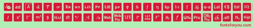 Czcionka otf icons symbol font – czerwone czcionki na zielonym tle