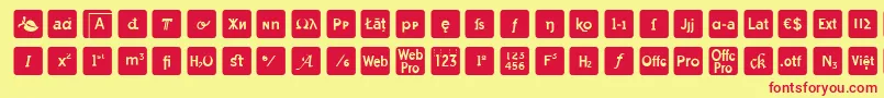 Fonte otf icons symbol font – fontes vermelhas em um fundo amarelo