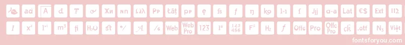 Fonte otf icons symbol font – fontes brancas em um fundo rosa