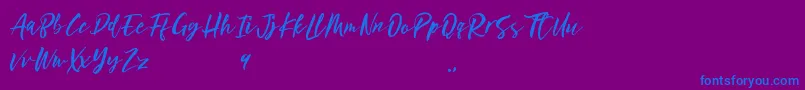 フォントOttmar – 紫色の背景に青い文字
