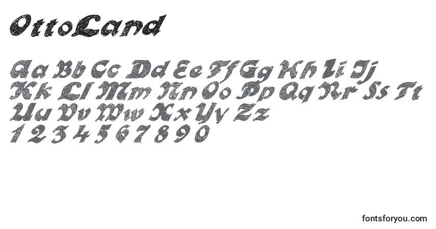 Schriftart OttoLand – Alphabet, Zahlen, spezielle Symbole