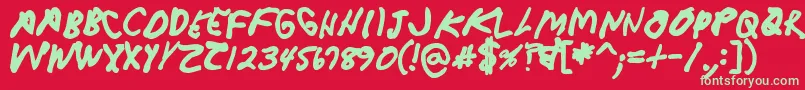 Fonte Crappydanblackallcaps – fontes verdes em um fundo vermelho