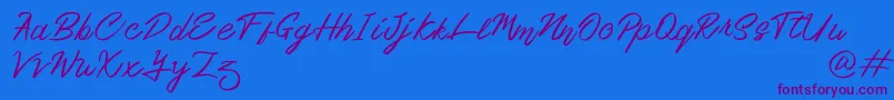 Ourlastt Demo-Schriftart – Violette Schriften auf blauem Hintergrund