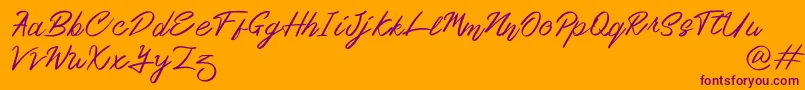 Ourlastt Demo-Schriftart – Violette Schriften auf orangefarbenem Hintergrund