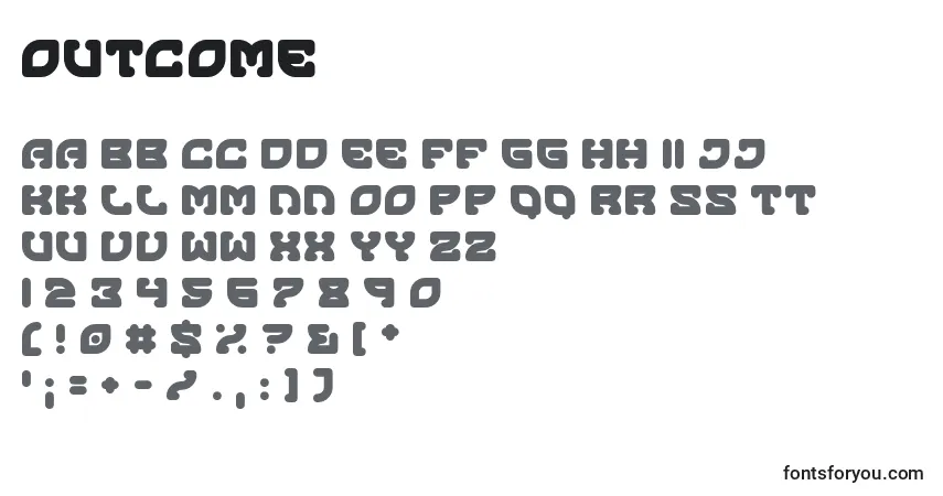 Czcionka Outcome – alfabet, cyfry, specjalne znaki