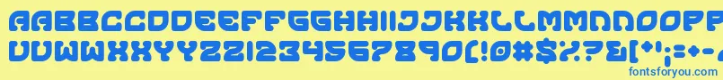 フォントOutcome – 青い文字が黄色の背景にあります。