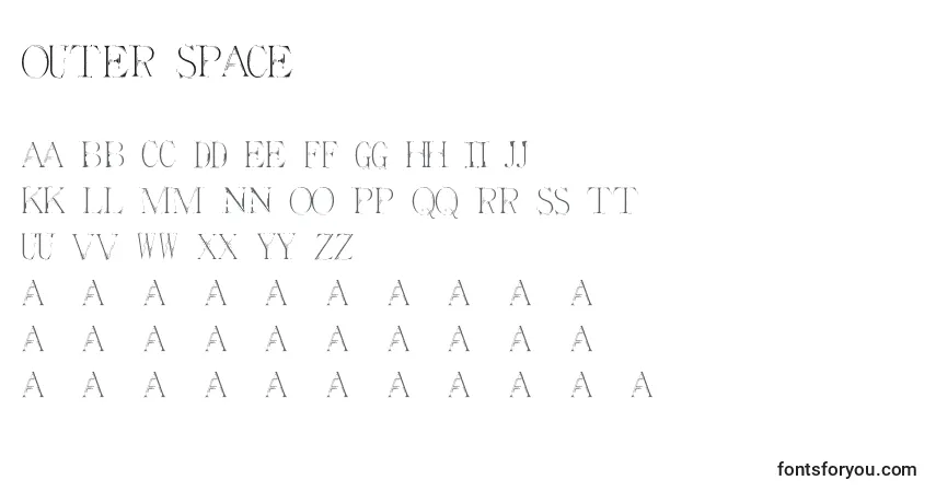 Czcionka Outer Space – alfabet, cyfry, specjalne znaki