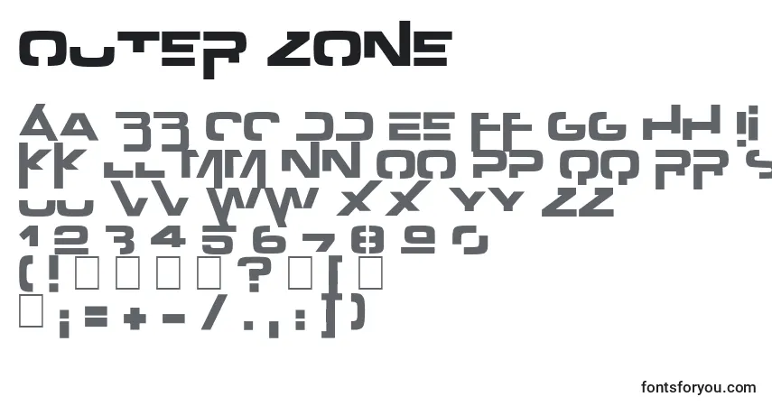 Outer zoneフォント–アルファベット、数字、特殊文字