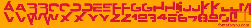 Outer zone-Schriftart – Rote Schriften auf orangefarbenem Hintergrund