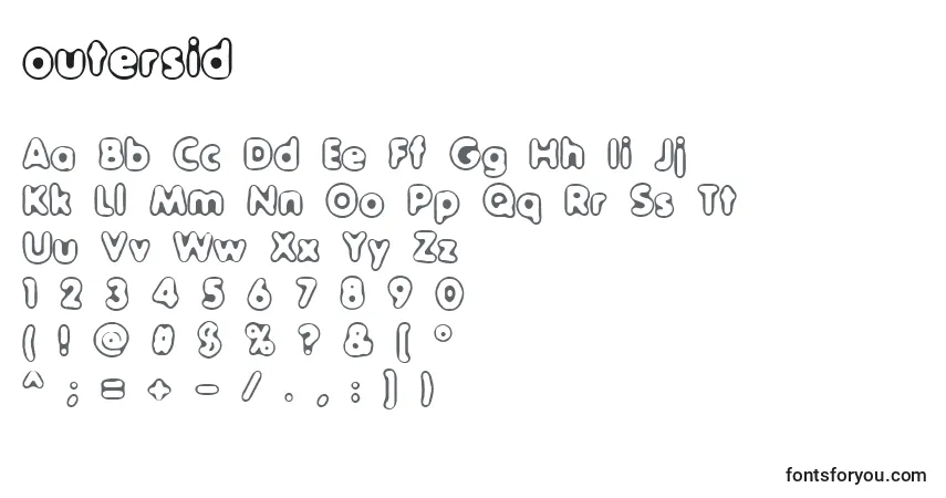 Schriftart Outersid (136297) – Alphabet, Zahlen, spezielle Symbole