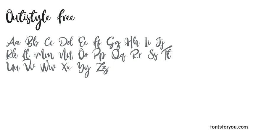 Schriftart Outistyle Free – Alphabet, Zahlen, spezielle Symbole